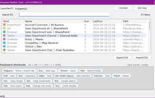 Files, folders, web pages, Teams channels and OneNote pages in one list, opened from Alt+Space.