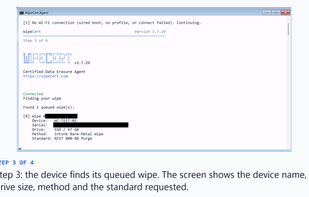 Remote bare-metal wipe: Intune restarts the device into WipeCert, which finds its queued wipe and erases the whole drive. Nobody has to be at the device.