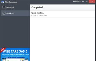 Here, you can review all finished reminders, modify and re-activate a task, delete unwanted reminders.