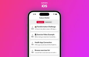 The feature wish list inside the iOS app Better Workout. Using the customization options to fit the brand identity.
