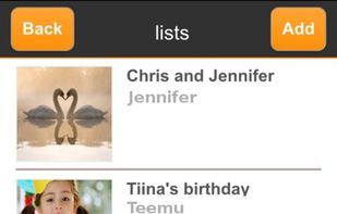 WishSimply mobile app. Lists screen.