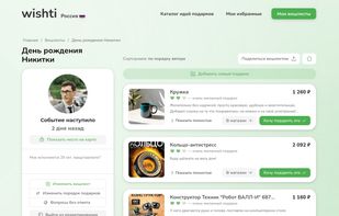 User wishlist viewing page