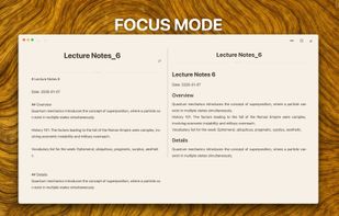 Focus mode for distraction-free writing in WitNote.