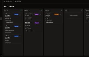 Job Tracker
Keep track of your job applications, interviews, and follow-ups all in one place. Never miss an opportunity again.