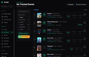 Web — Personal library by status (Playing, Plan to Play, Finished…), scores, runs, and tracked playtime.