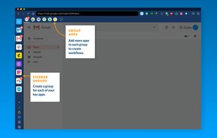 Add all your online apps to the sidebar & organise into groups