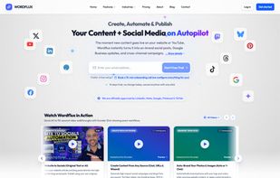 Wordflux is an all-in-one AI social media hub for marketers, agencies, creators, and diverse industry teams. Featuring zero-coding automation, it lets users auto-fetch website content, schedule branded posts, and keep editorial control before publishing. It supports cross-platform integration with X, YouTube, LinkedIn, Instagram, Facebook, TikTok, Threads, Bluesky, Pinterest, and more.