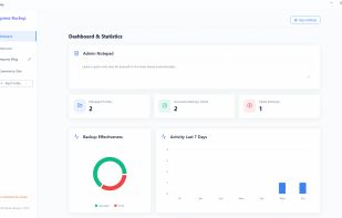 General overview of your backup operations, success rates, and quick admin notepad.