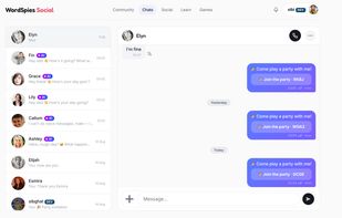 Real-time chat with built-in translation, plus game and party invites.