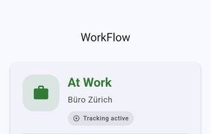 Dashboard with live check-in status, session timer and overtime balance