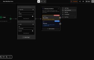 Build forms with a drag and drop workflow builder
