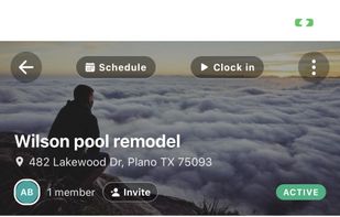Invoice detail with total owed, payment status, and one-tap send-to-customer action powered by Stripe Connect.