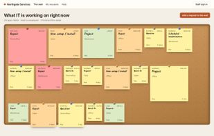 The public wall: every open request as an anonymized note, shown above the request form so people see the pile before adding to it.