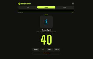 Workout tab on Desktop