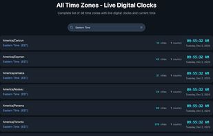 All time zone search page  