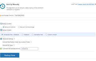 WPvivid Backup screenshot 1