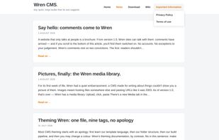 Wren CMS News and Menu