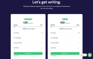Writerly Pricing - Suitable for all users from beginner to pro. Also optimised for enterprise usage, invite all team members under the same account! 