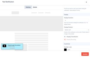 Notification editor with Desktop preview