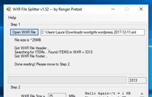 WXR File Splitter screenshot 1