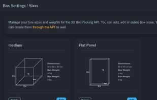 Visual representation of your 3D bin packing containers