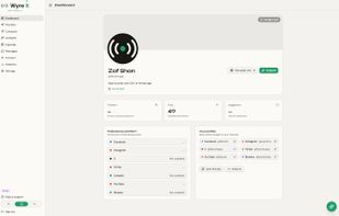All your profiles in one place. Connected channels, post count and audience across every platform — plus one-click links to your public profiles and the Post Box.