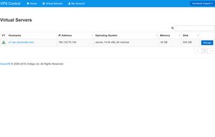 Virtual Server Control Panel
