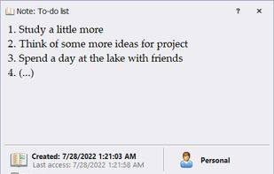 Read note window in flat style