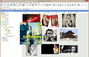 Thumbnails of image files in one of three fully configurable thumbnails views. Supported are PNG, JPG, GIF, TIF, TGA, WMF, PSD, ICO, BMP, and all RAW photo formats that you have CODECs for. Thumbnails support XYplorer's unique and famous Mouse Down Blow Up functionality.