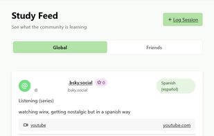 homepage: social study feed.
