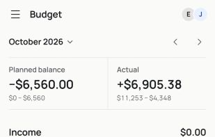 Monthly budget per category with pace