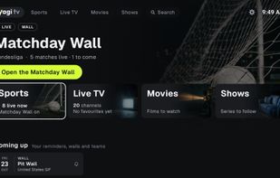 Home: what's live now, with the Matchday Wall one click away