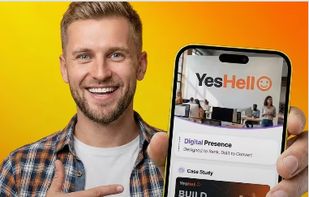 Live card example - A complete mobile-first website in one link. Hero section with branding, promotional banner with countdown timer, call-to-action buttons, and lead capture - all from a single YesHello card.
