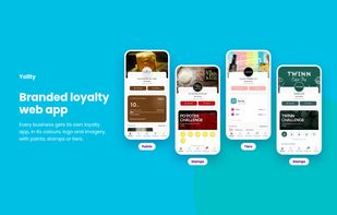 Each business gets its own loyalty web app with its colours, logo and imagery, running points, stamps or tiers.