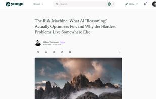 Long-form story publishing with author profile, follow and engagement tools, rich text formatting, images, and structured article content.