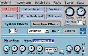 The main window - the starting point for most Yoshimi adventures