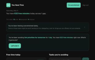 main dashboard screen