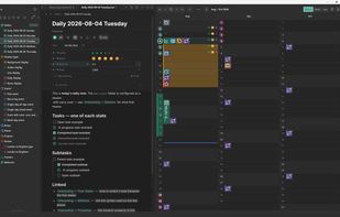 File tree, Note Editor, Calendar
