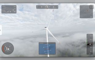DJI drone video with live gauges: speed, altitude, heading, horizon