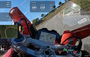 GoPro motorcycle onboard with speed, lean angle and corner data