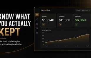 Live profit dashboard showing income, expenses, and what the business actually kept.