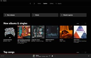 A screenshot of the Explore tab within Youtube Music (smaller window).