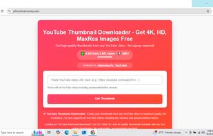 Clean interface showing URL input and quality options. Try at ytthumbnail.toolsyy.site"
