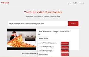 YtCanal interface showing video download options.