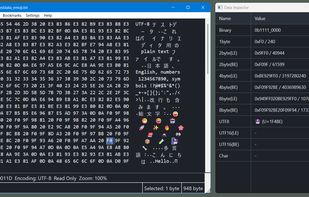 Full-color Unicode emoji display and Data Inspector