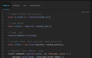 Example code from Guide.
— https://yurba.js.org/development/create-files.html#creating-index-js