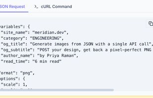 Sample API request generating image from template using variables
