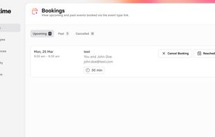 Bookings inside Zaptime application