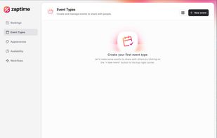 Managing Event Types inside Zaptime application.