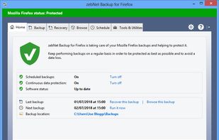 zebNet Backup for Firefox screenshot 1